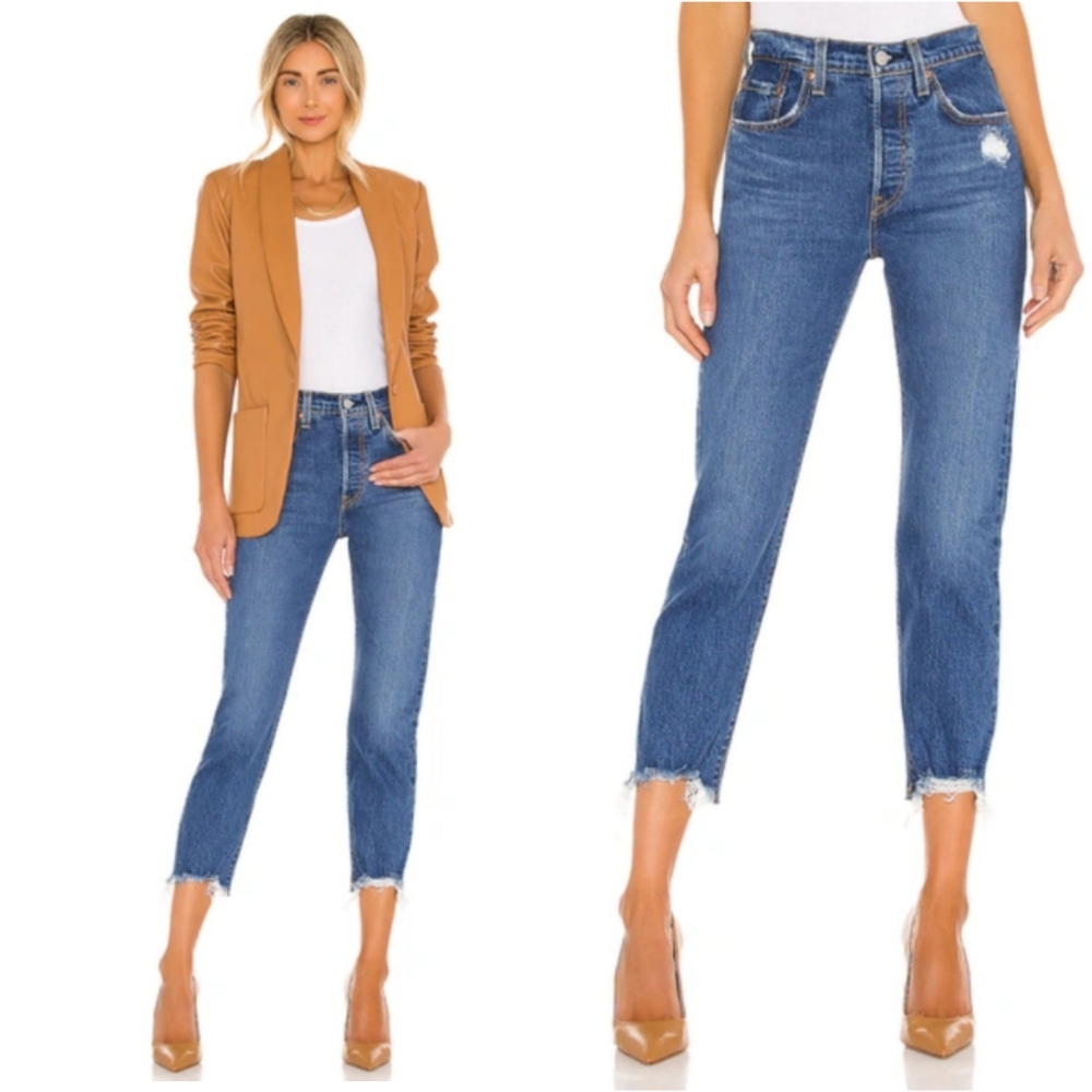 NEW Levi's Premium 501 Distressed Cropped Jeans